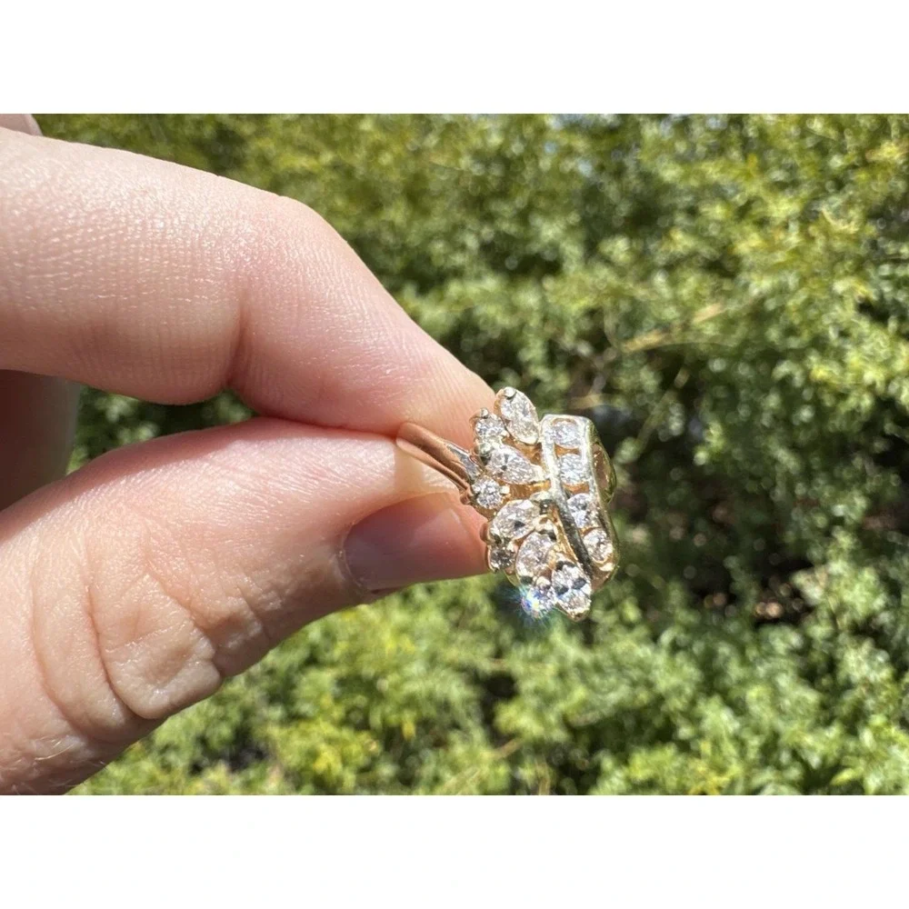 Vintage 14k Solid Yellow Gold High Quality‎ Natural Diamond Ring - Channel Pave